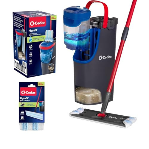 O-Cedar H2prO Flat Mop System with 1 Mop Head Refill | Quick Cleaning Tool | Clean with Clean Water | Machine Washable Reusable Microfiber Mop Pad | Safe on Wood Floors, Vinyl, Tile, Baseboards, Walls | Amazon (US)
