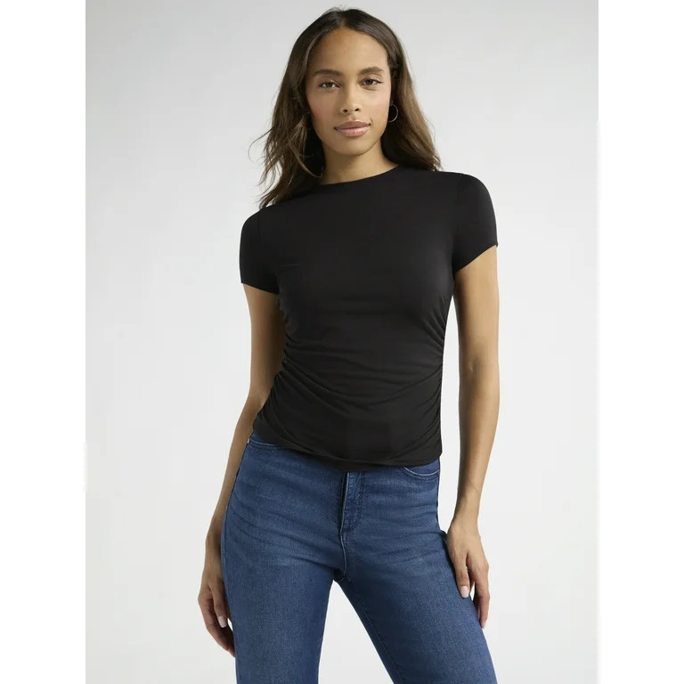 Sofia Jeans Women’s Ruched Side Tee, Sizes XS-XXXL | Walmart (US)