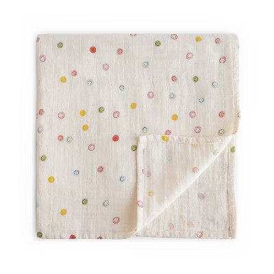 Organic Cotton Muslin Swaddle Blanket Smily Face One Size | Target