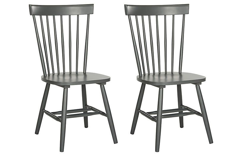 S/2 Abigail Side Chairs, Charcoal | One Kings Lane