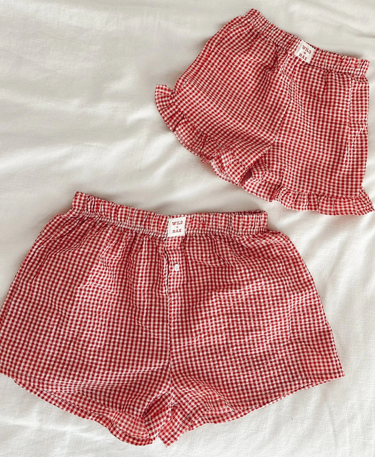 Wild + Rae Red Gingham Shorts RED / L - Womens | Wild and Rae