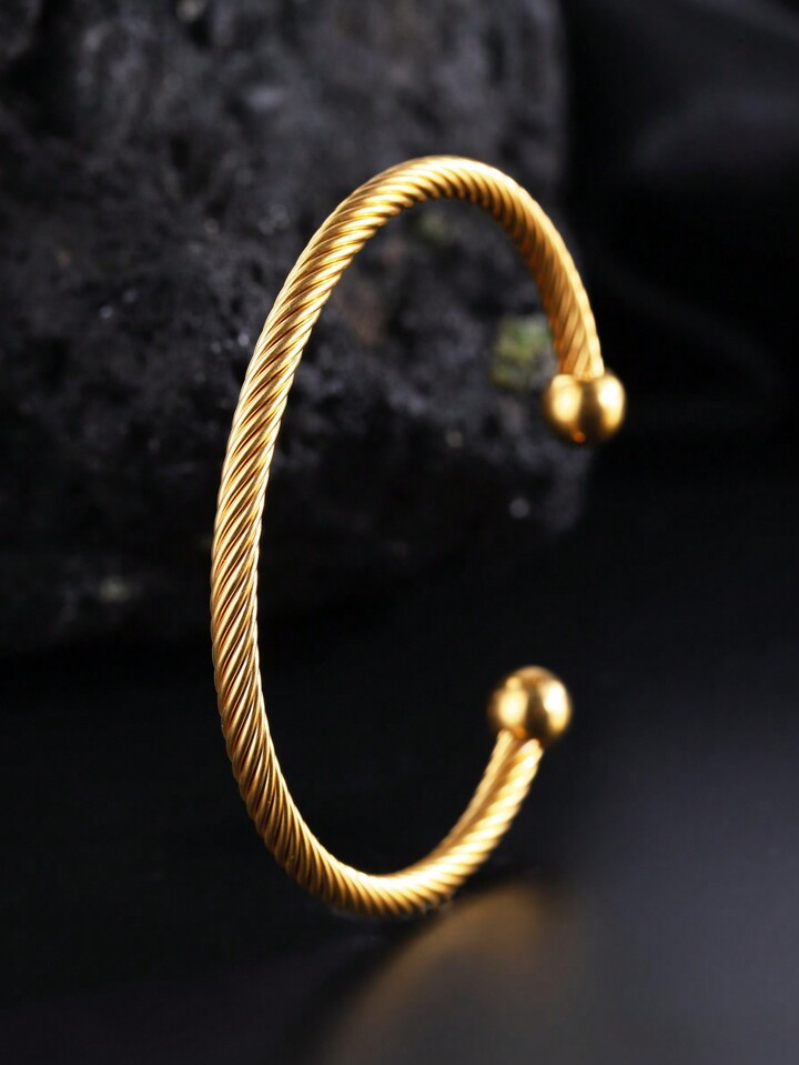 1 Vintage Personality Stainless Steel Open Wound Bangle (Men's/Women's Gift) Suitable For Party E... | SHEIN