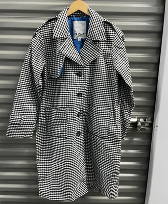 NVLT Gingham Check Tie Waist Trench Coat  Womens S Black White Gingham Belted | eBay US