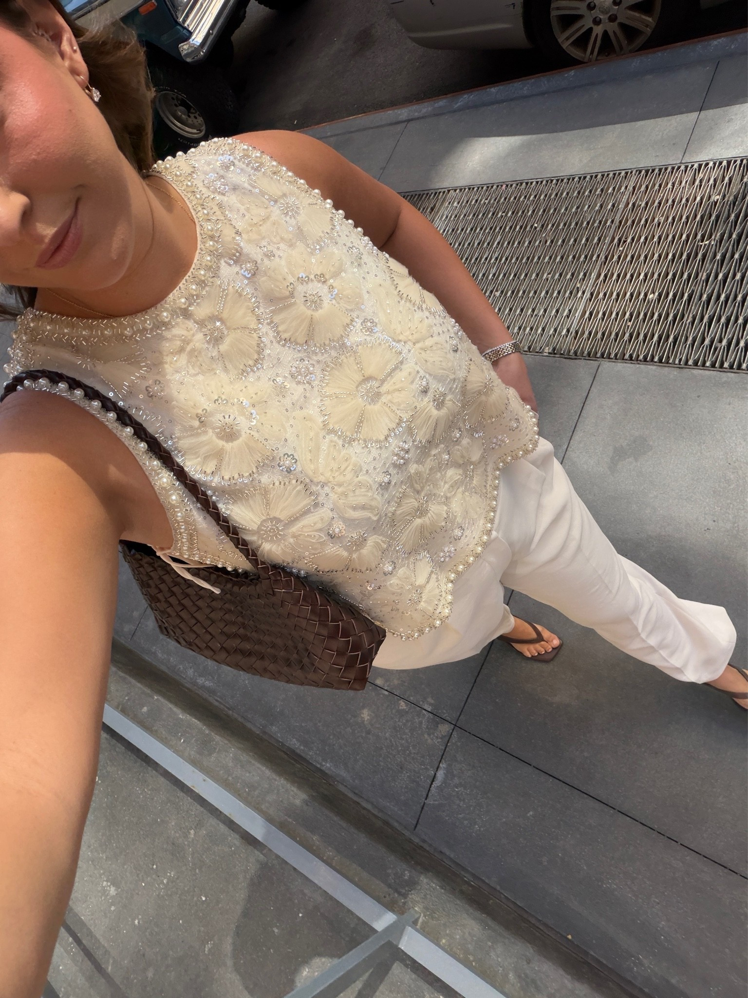 Pearls, texture, and an all-white moment 🤍 This embellished top makes the whole look feel special while the relaxed trousers keep it effortless and chic.

embellished top outfit, white monochrome outfit, pearl detail top, fashion week outfit, elevated neutral style, white trousers outfit, size large outfit, size 14 outfit

#LTKootd #LTKdayinmylife #LTKMidsize