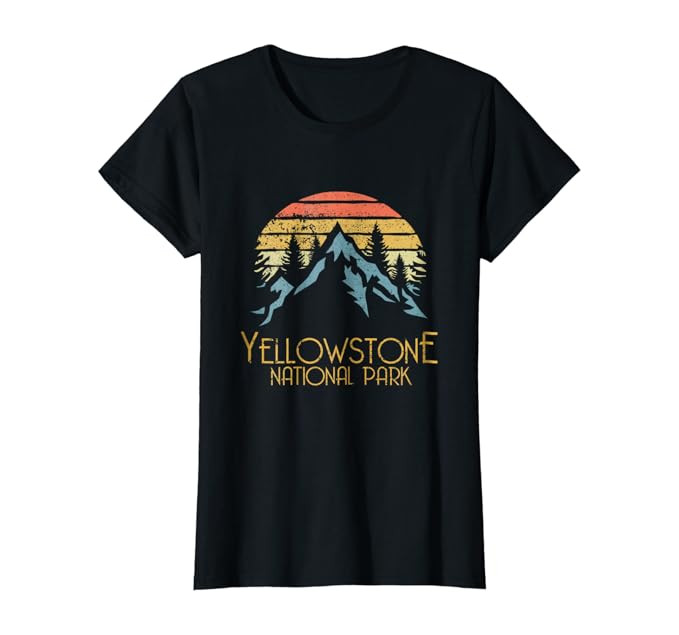 Vintage Retro Yellowstone National Park WY T Shirt | Amazon (US)