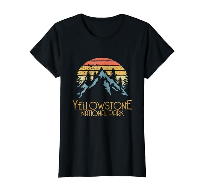 Vintage Retro Yellowstone National Park WY T Shirt | Amazon (US)