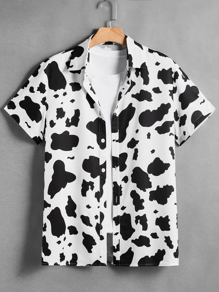 ROMWE Guys Cow Print Shirt Without Tee | SHEIN