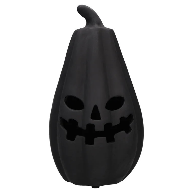 Paper Mache Jack-o'-Lantern Decoration, Black, 13.25", Halloween by Way To Celebrate | Walmart (US)