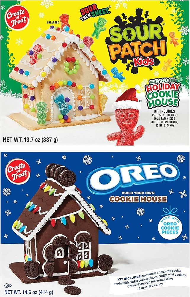 Create-A-Treat OREO Holiday Cookie House Kit and SOUR PATCH KIDS Holiday Cookie House Kit, Holida... | Amazon (US)