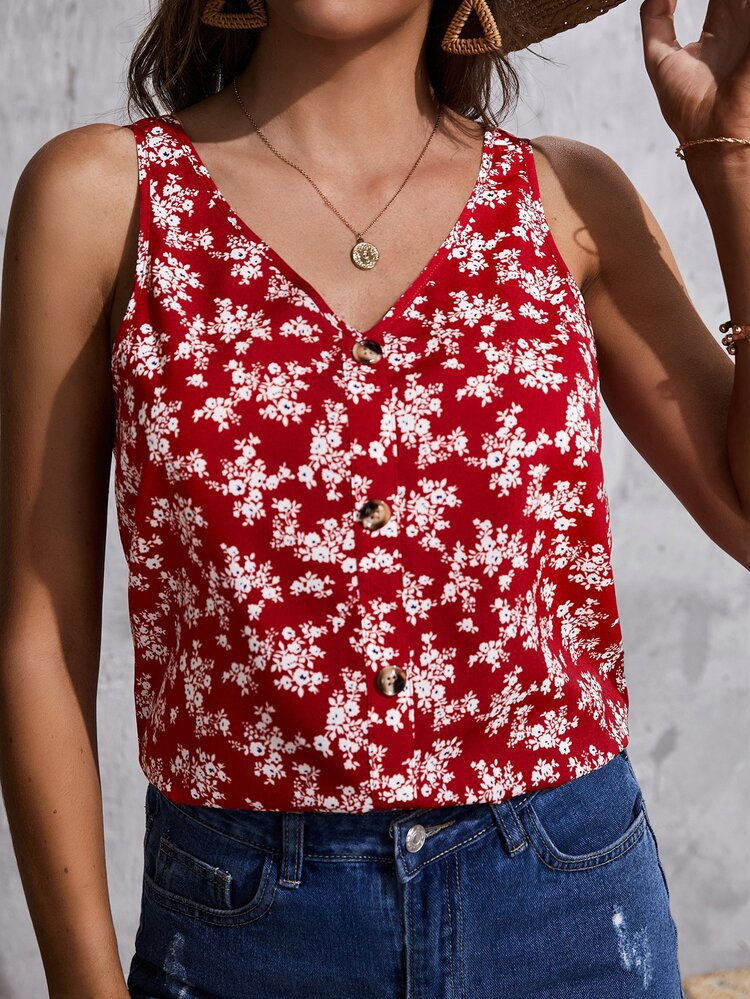 SHEIN Ditsy Floral Print Tank Top | SHEIN