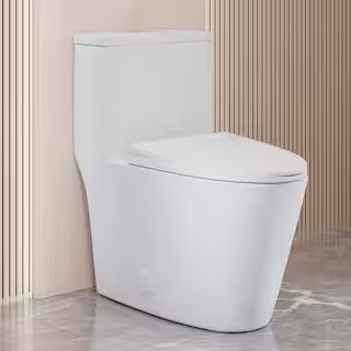Swiss Madison Dreux 1-piece 1/1.28 GPF Dual Flush Elongated Toilet in White Seat Included SM-1T18... | The Home Depot