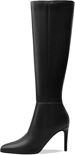Womens Knee High Boots Retro Pull On Stiletto Heel Pointed Toe Simple Classic Knee High Boots for... | Amazon (US)
