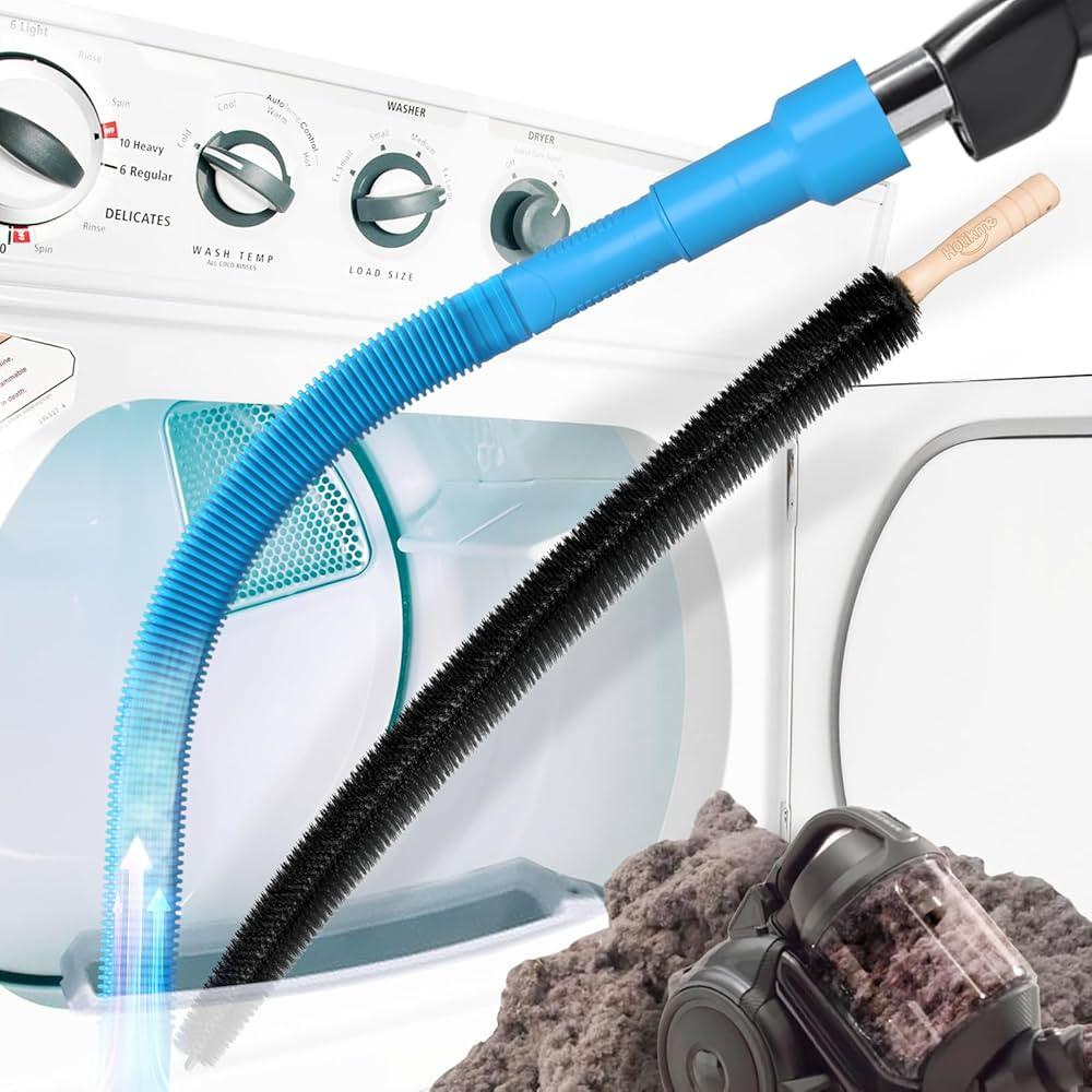 Holikme 2 Pieces Dryer Vent Cleaner Kit, Dryer Lint Vacuum Attachment and Flexible Dryer Lint Bru... | Amazon (US)
