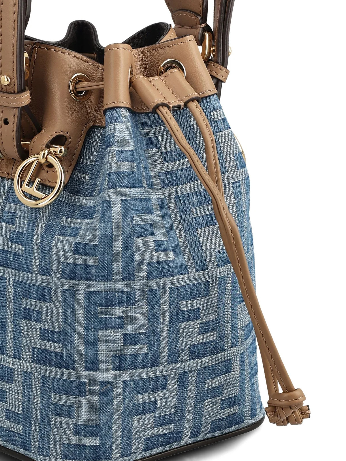 Fendi Mon Tresor FF Denim Mini Bucket Bag | Cettire Global