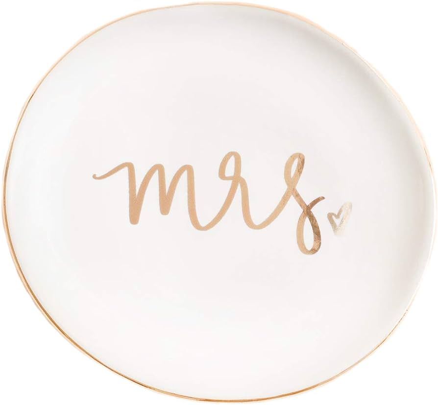 Sweet Water Decor Mrs. Jewelry Dish Tray | Ceramic Engagement Ring Holder | Bridal Shower Gifts f... | Amazon (US)