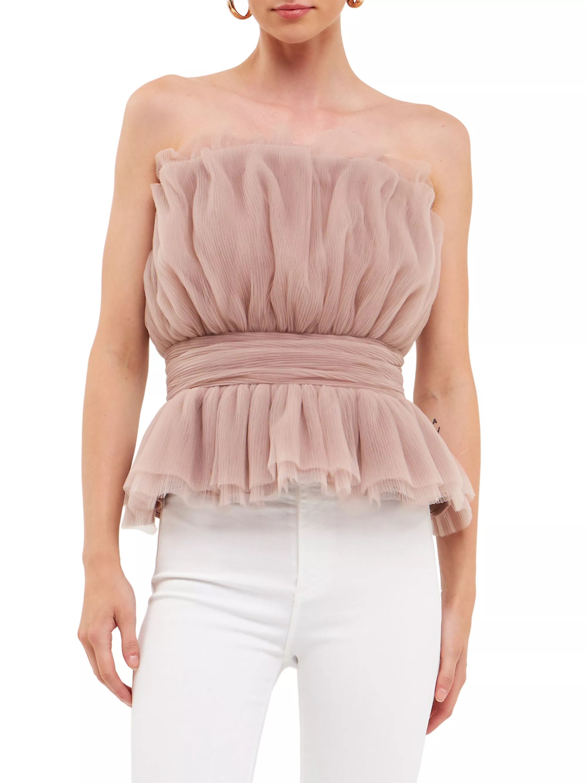 Strapless Tulle Banded Top | Saks Fifth Avenue