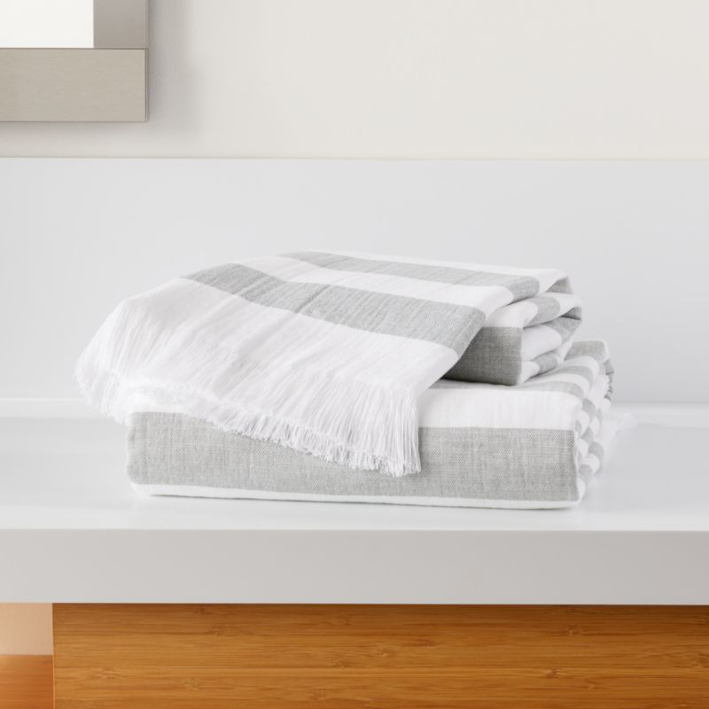 Cedros Grey Hammam Bath Towels | Crate & Barrel | Crate & Barrel