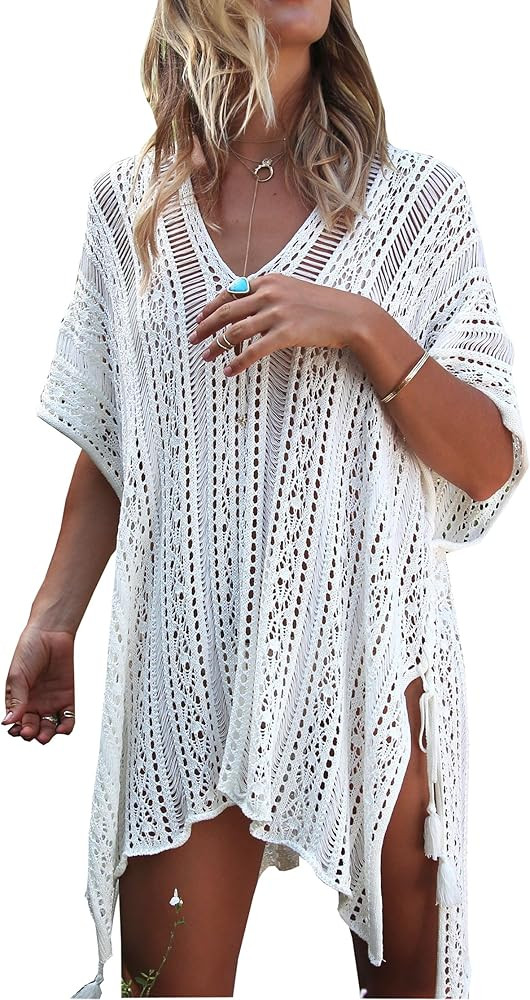Beach Swimsuit for Women Sleeve Coverups Bikini Cover Up Net | Amazon (US)