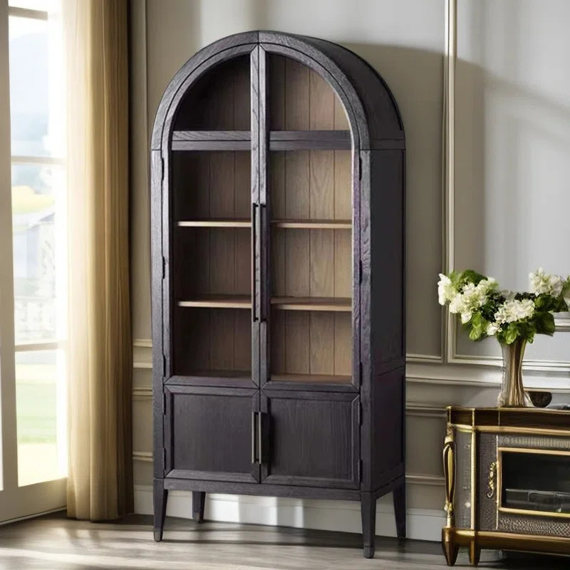 Retro Simple Rectangular Black Solid Wood Bookcase Storage Bookcase | Wayfair North America