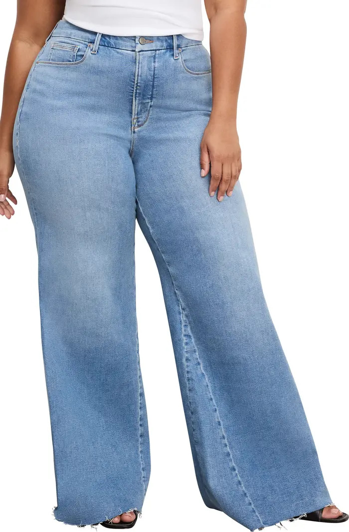 Good American Good Waist High Waist Raw Hem Wide Leg Palazzo Jeans | Nordstromrack | Nordstrom Rack