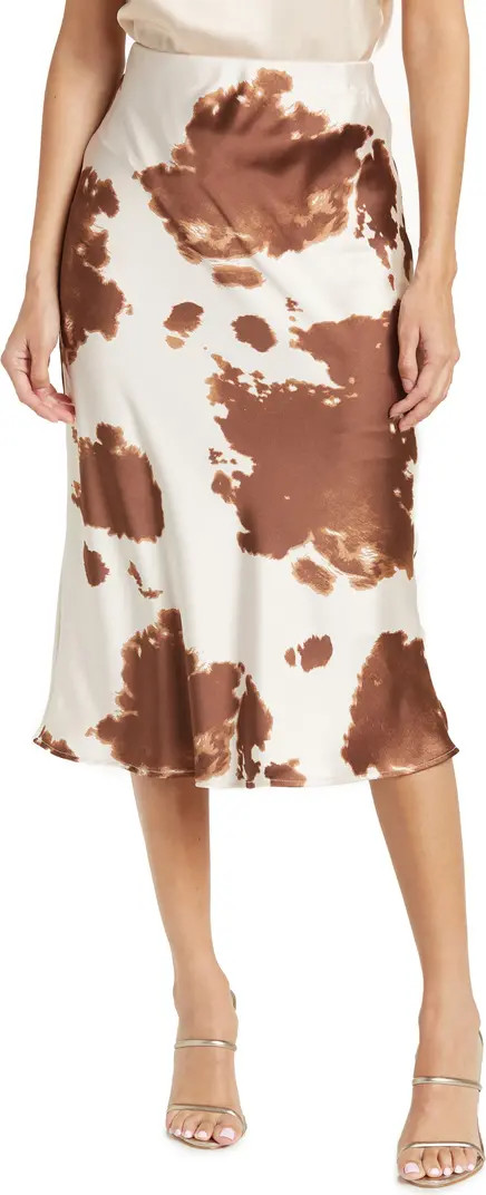 Satin Cow Print Midi Skirt | Nordstrom Rack