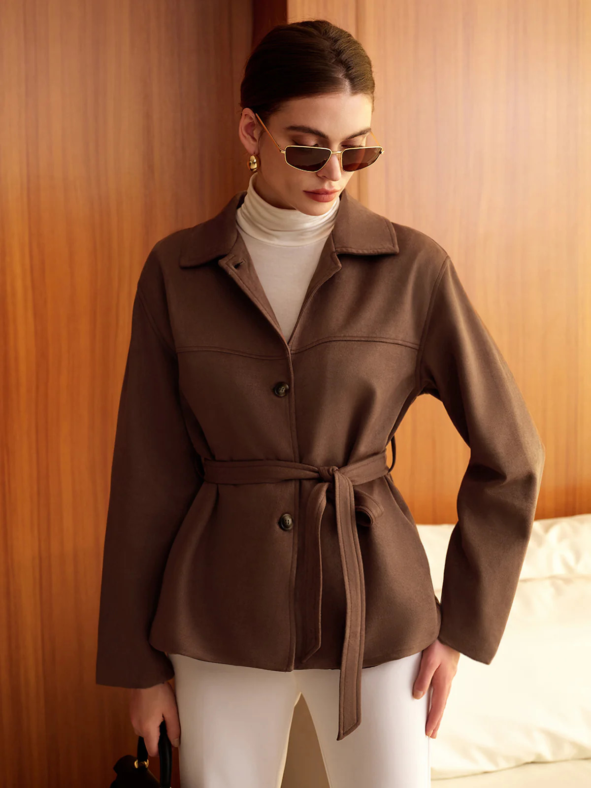 Boheme Belted Suede Polo Jacket | Commense