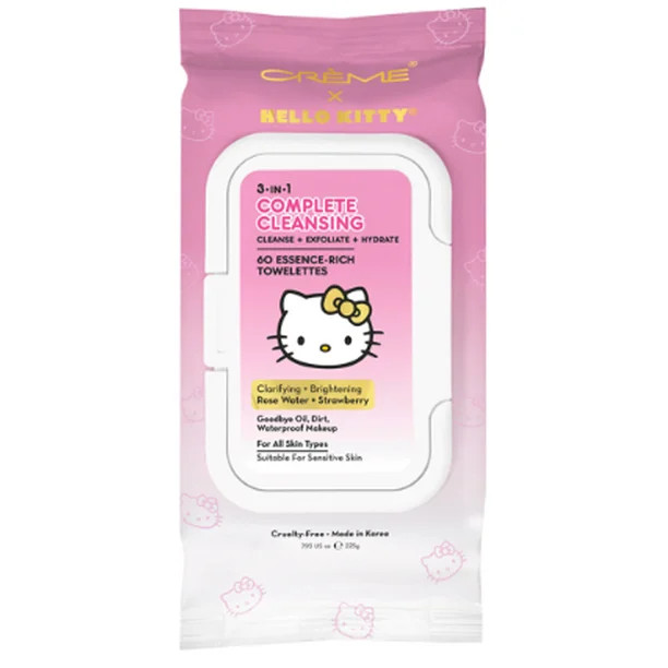 The Crème Shop Hello Kitty 3-in-1 Complete Cleansing Facial Towelettes, 60 Count Wipes, 8.28 oz. | Walmart (US)
