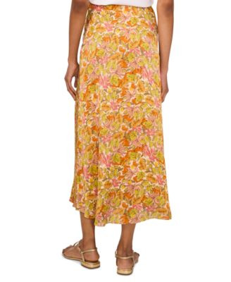 Vince Camuto Women's Floral-Printed Satin Midi Skirt - Macy's | Macy's