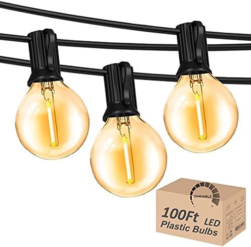 Outdoor String Lights 100FT Globe String Lights with 52 Dimmable G40 Shatterproof LED Bulbs,Waterpro | Amazon (US)