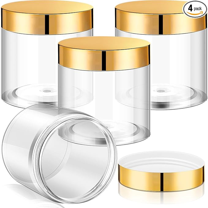 Patelai 4 Pieces Round Wide-mouth Leak Proof Plastic Container Jars with Lids for Travel Storage ... | Amazon (US)