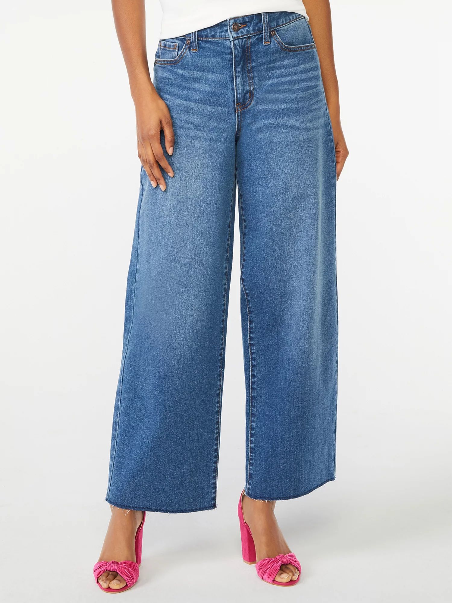 Scoop Women's Marietta Cropped Wide Leg Jeans - Walmart.com | Walmart (US)