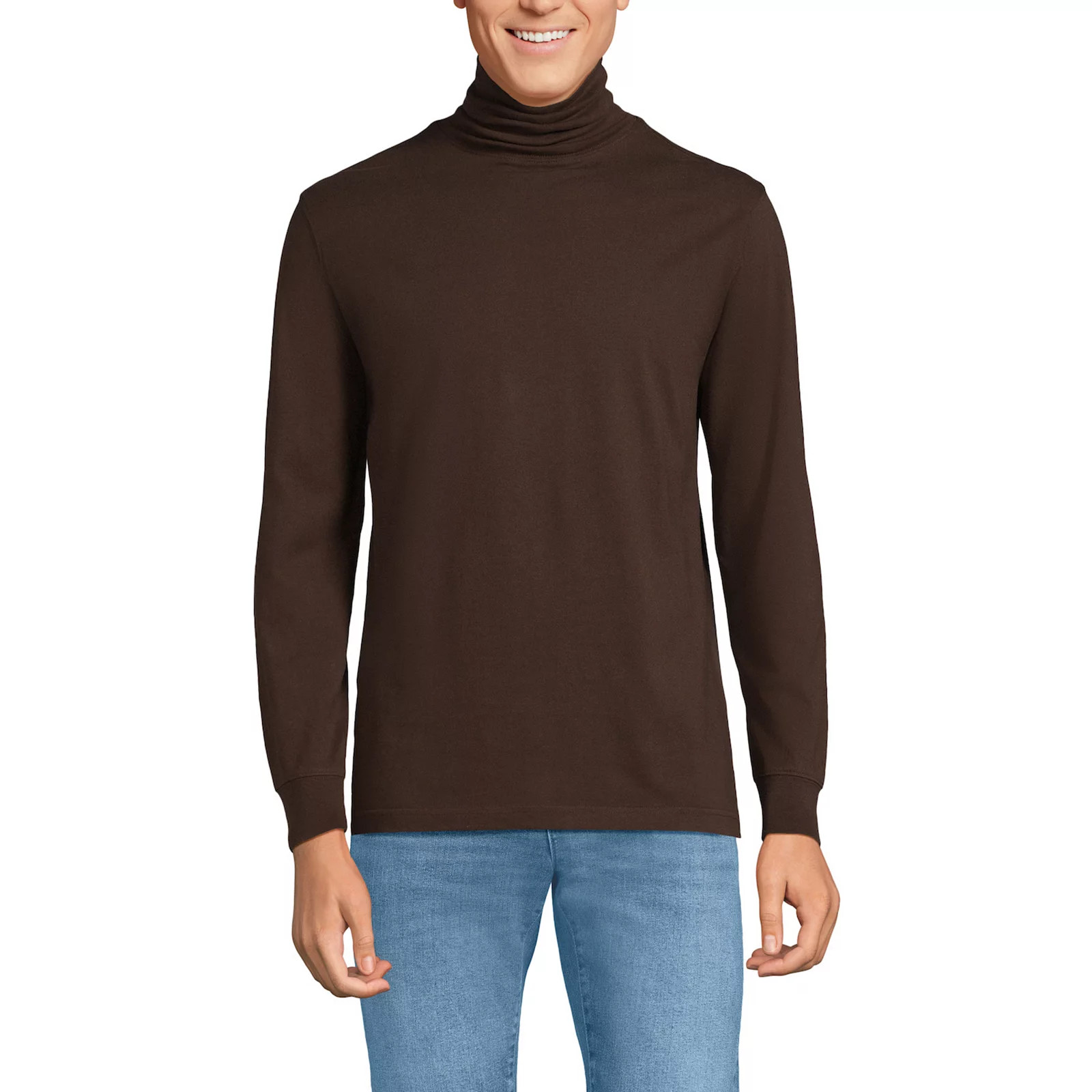 Men's Lands' End Super-T Turtleneck, Size: Medium, Rich Brown | Kohl's