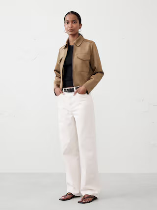 Vegan Suede Cropped Jacket | Banana Republic Factory | Banana Republic Factory