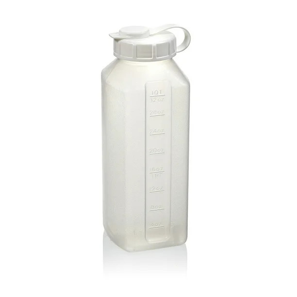 Mainstays 1 Quart Refrigerator Shaker Bottle, Mixer Container, Clear Plastic, White Lid | Walmart (US)