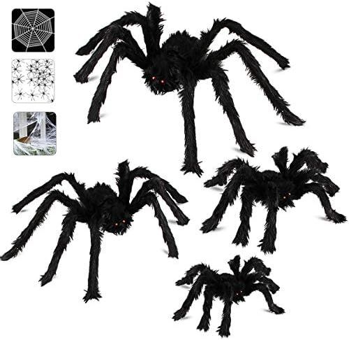Halloween Spider Decorations, Aitey Halloween Scary Giant Spider Set with 4 Large Fake Spider, Sp... | Amazon (CA)