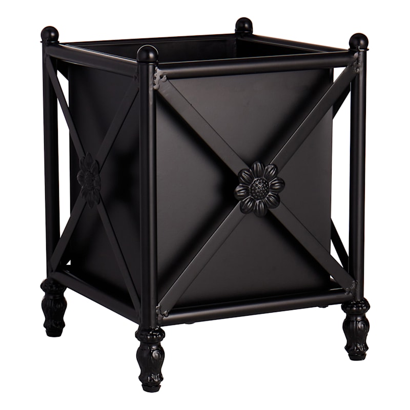 Black Metal Rectangle Stand Planter, 15" | At Home