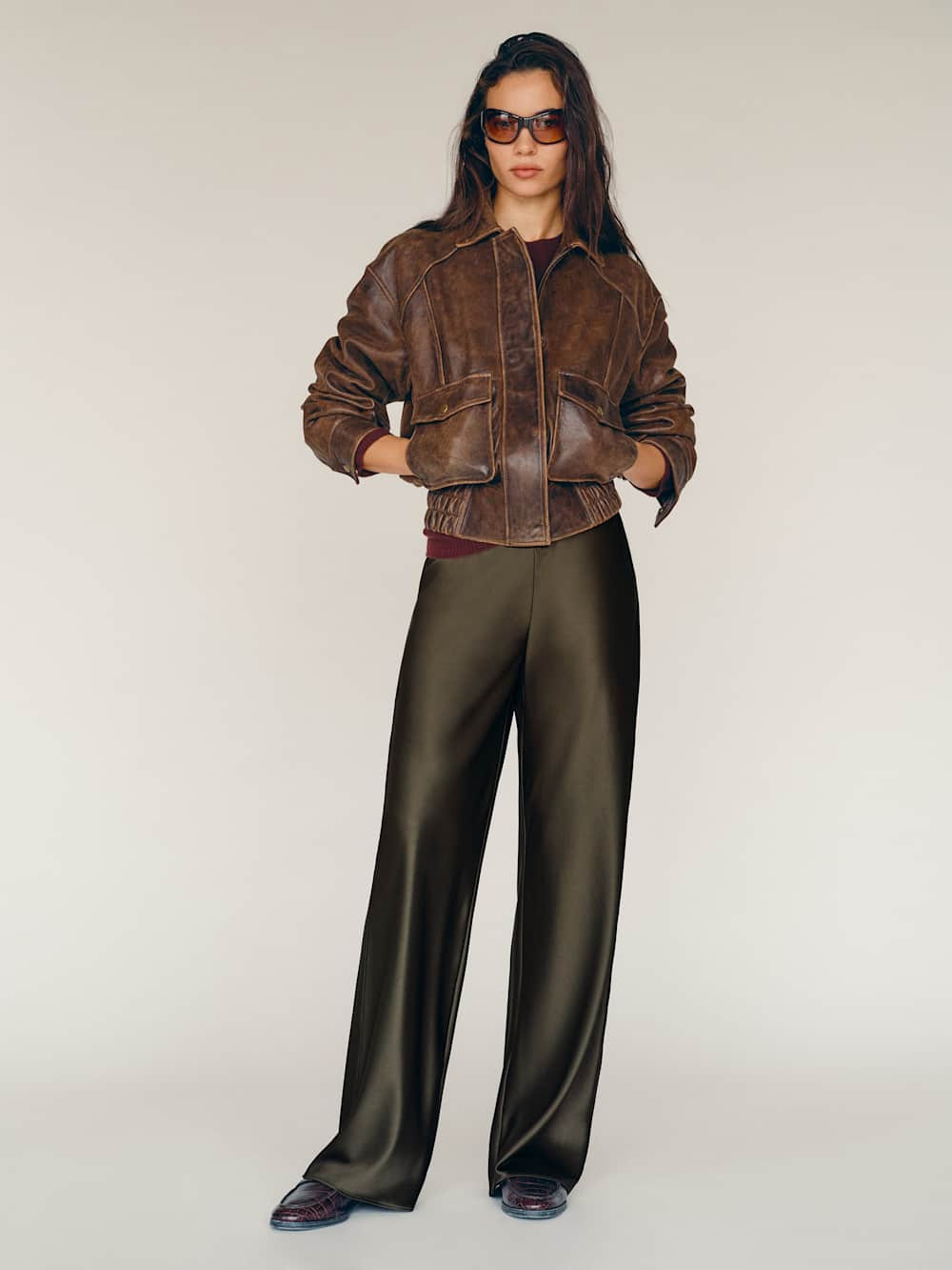 Gale Satin Mid Rise Bias Pant | Reformation (Global)