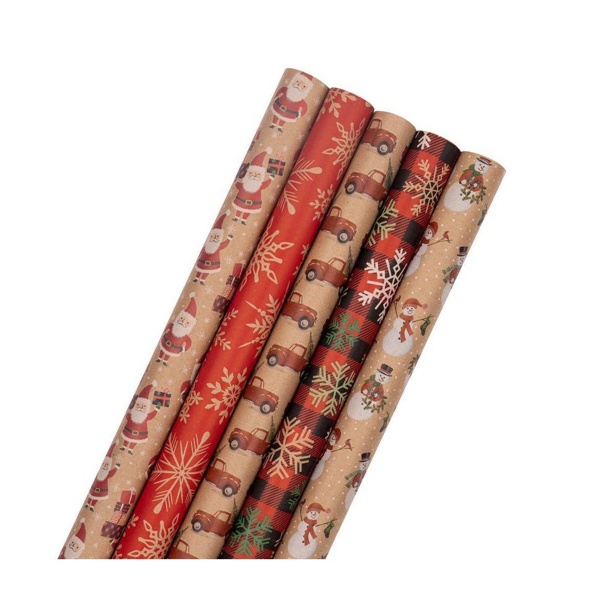 JAM Paper & Envelope 5ct Premium Kraft Christmas Gift Wrap Rolls | Target