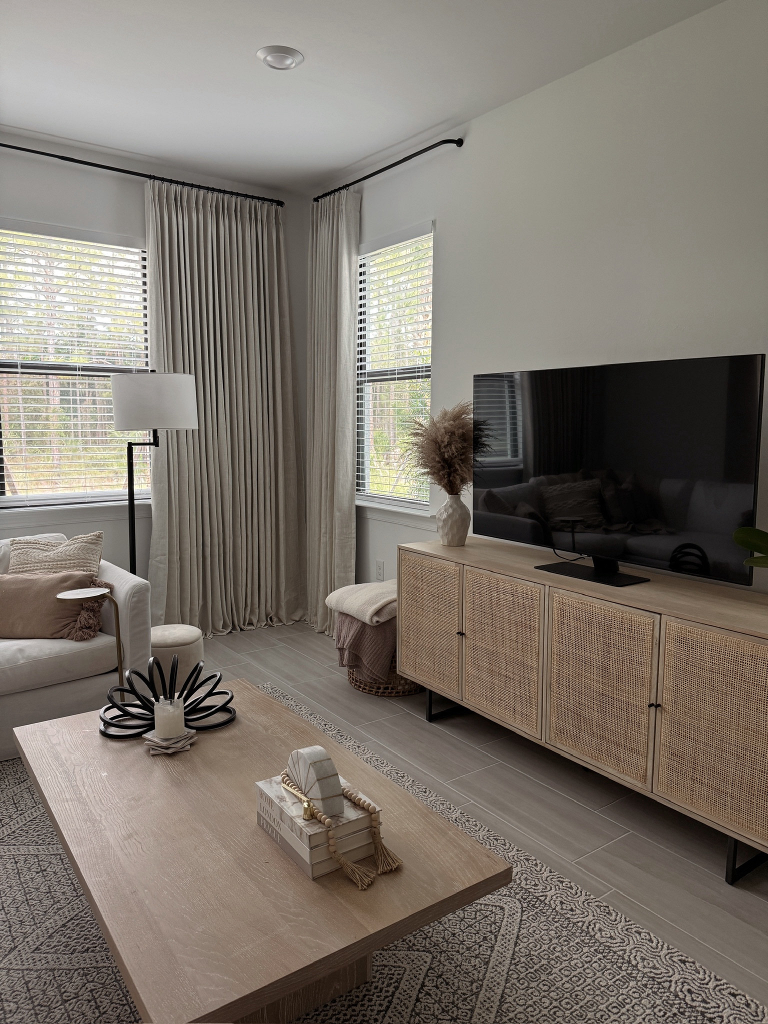 My Naples home curtain install!🤍

Naples Living Room - these Amazon curtains are so good! Pinch pleat Amazon curtain - the large window has 2 60x108 panels on it, we hung them 4 inches from the ceiling using the curtain rod linked below & 1 inch rings  

#LTKHome