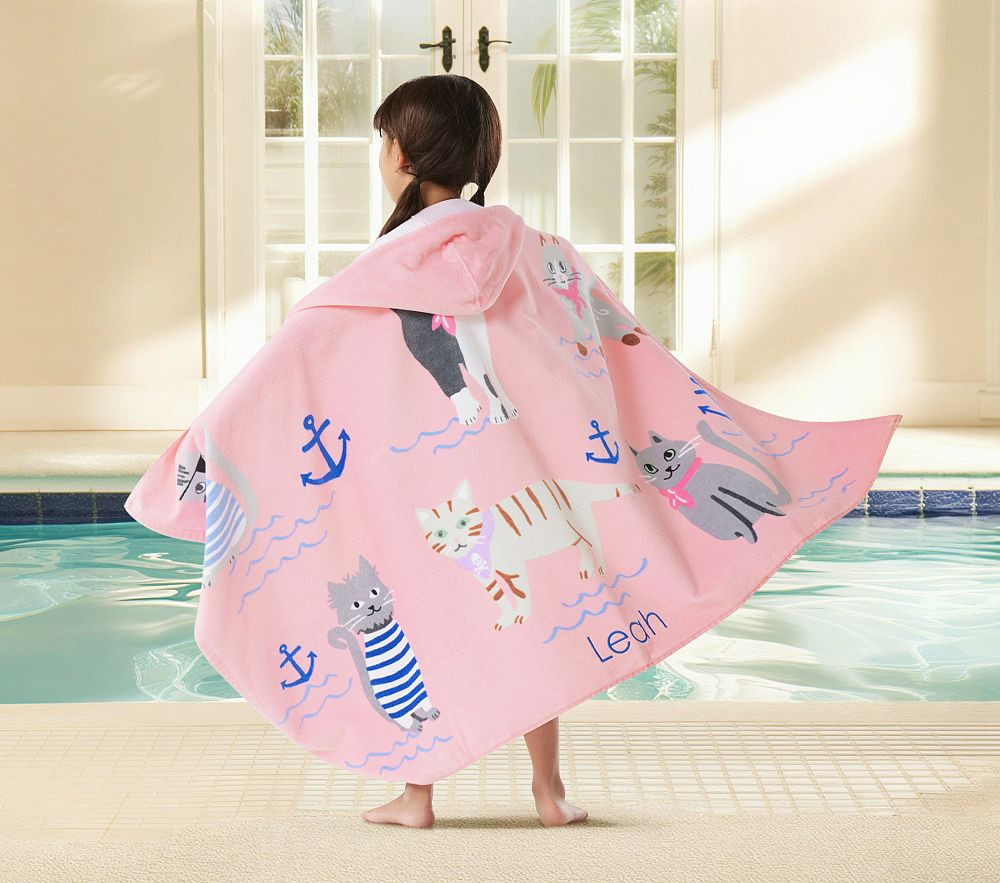 Salty Cat Kid Beach Hooded Towel UPF 50+ | Pottery Barn Kids