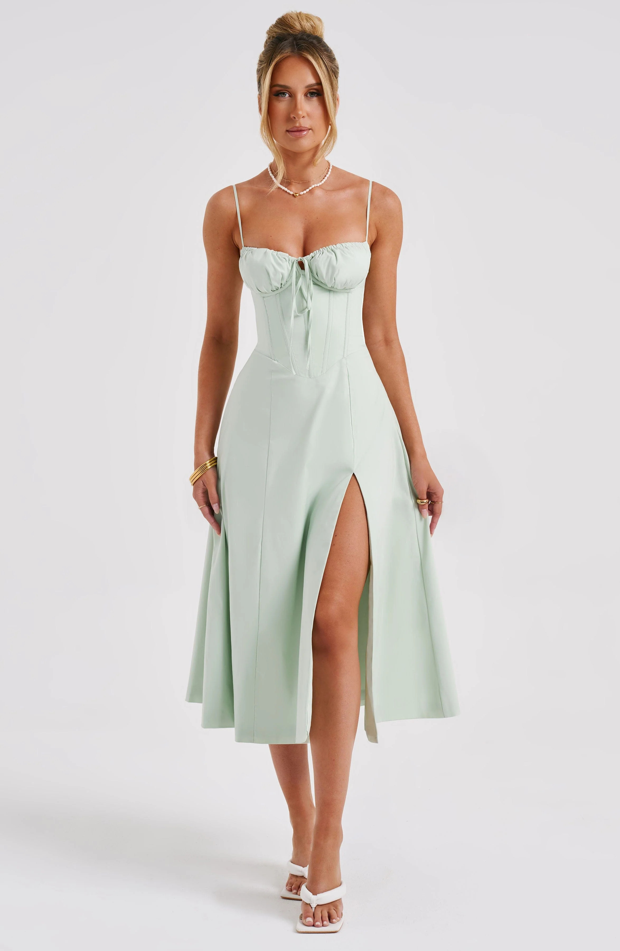 Deanna Midi Dress - Sage | Babyboo (global)