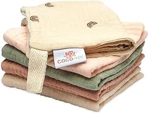 COCOAbi Baby Washcloth Set | 100% Cotton Muslin | Naturally Soft For Babies | Boho Colors & Patte... | Amazon (US)