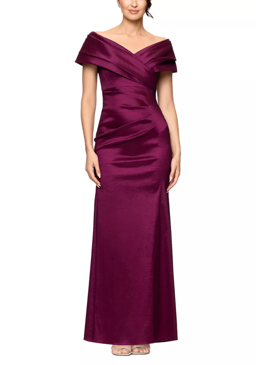 Women's Long Taffeta Off the Shoulder Gown | Belk