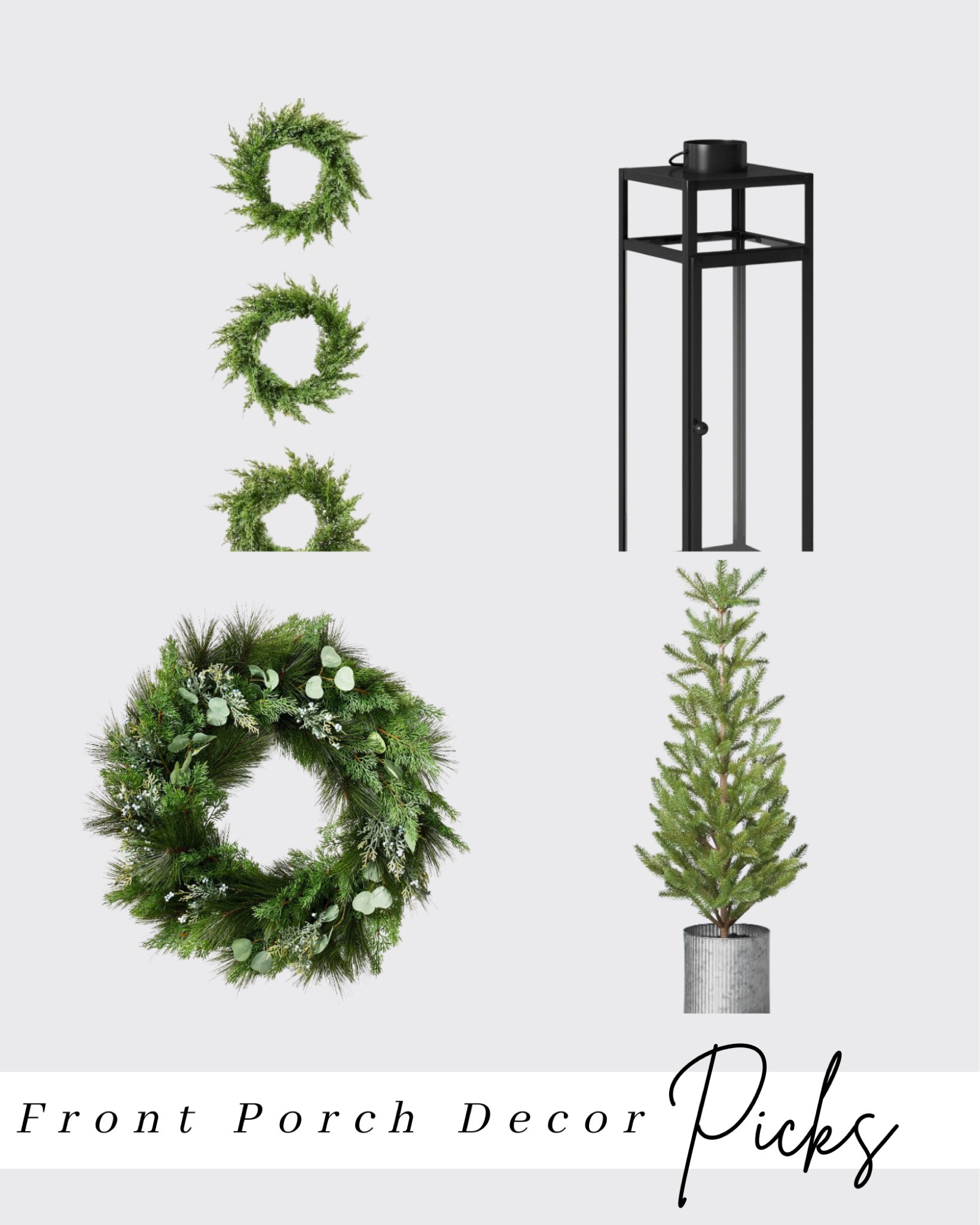 Front porch decor picks, lantern, wreath, faux greenery, faux tree, Christmas, holiday 

#LTKhome #LTKSeasonal #LTKHoliday