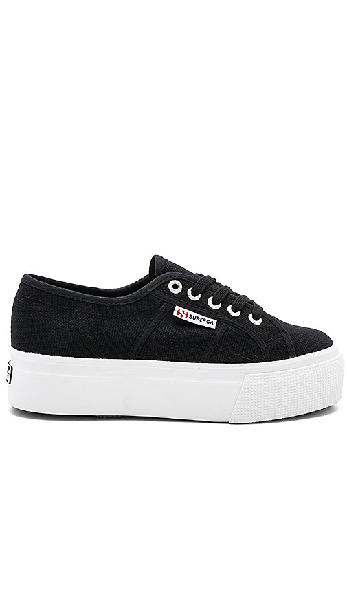 Superga 2790 Platform Sneaker in Black. - size 10 (also in 6,6.5,7,7.5,8,8.5,9,9.5) | Revolve Clothing