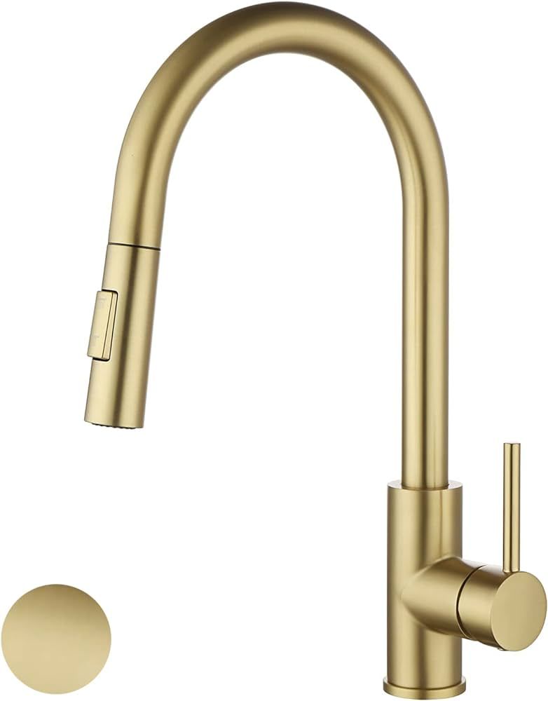 Havin Gold Kitchen Faucet with Pull Down Sprayer, High Arc Stainless Steel Material, with cUPC Ce... | Amazon (US)