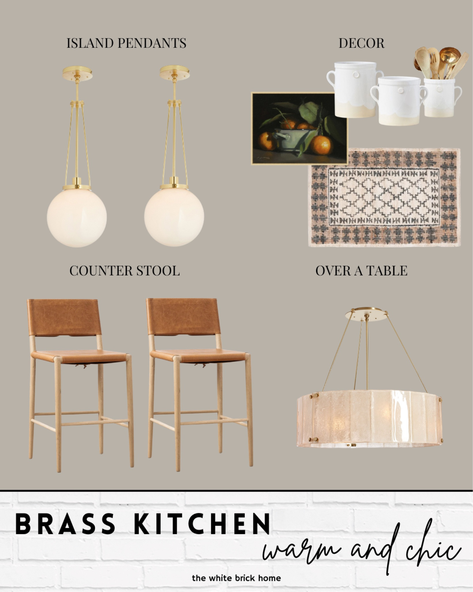 A warm, brass kitchen design that is classic and will never go out of style! 

Kitchen, kitchen remodel, brass kitchen, kitchen pendant, kitchen lighting, chandelier, brass lighting, kitchen stool, counter stool, kitchen decor, home decor, wall art, McGee and co, rejuvenation, pottery barn, pottery barn kitchen, kitchen remodel, kitchen ideas, modern kitchen. 

#LTKStyleTip #LTKHome #LTKSaleAlert