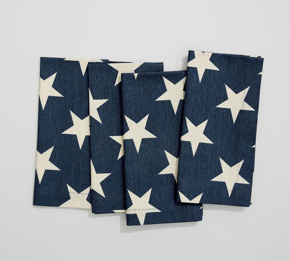 American Flag Stars Linen/Cotton Napkins, Set of 4 | Pottery Barn (US)