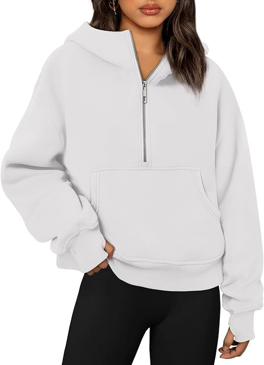 Trendy Queen Womens Hoodies Quarter Zip Pullover Oversized Sweatshirts Half Zip Pullover With Poc... | Amazon (US)