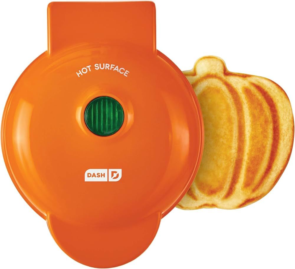 DASH DMWP001OR Mini Maker for Individual Waffles, Hash Browns, Keto Chaffles with Easy to Clean, Non-Stick Surfaces, 4 Inch, Orange Pumpkin | Amazon (US)